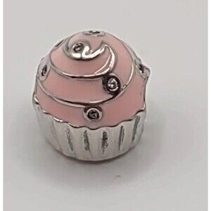 Pandora Sterling Silver Pink Enamel Sweet Cupcake CZ Bead Charm 791891EN68